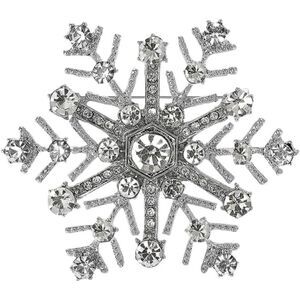 Women Rhinestone Snowflake Brooch Crystal Winter Snowflake Brooch Pin Christmas